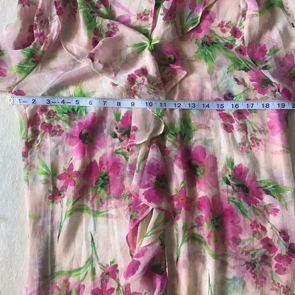 Lulus Poolside Vibes Blush Pink Floral Print Cover-Up Ruffle Front Feminine - Picture 7 of 10